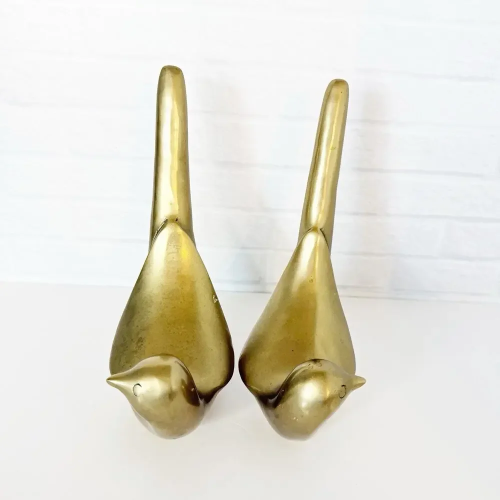 Vintage MCM Brass Mourning Doves Set of 2 Figurines 8